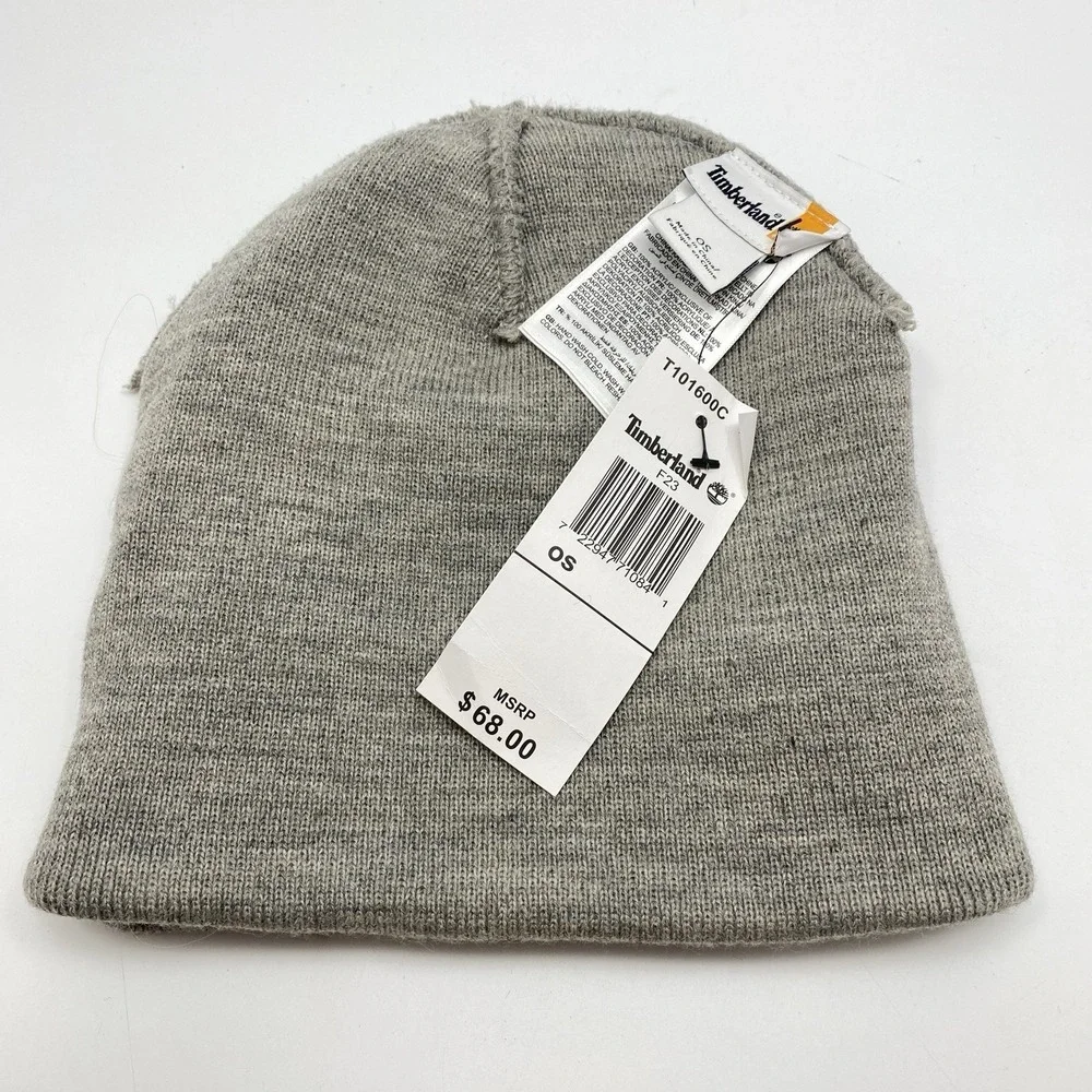 New Timberland Gray‎ Cuffed Knit Beanie Ski Snowboard Hat Outdoor Hiking Cap NWT